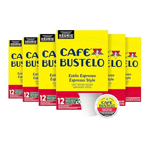 4. Café Bustelo Espresso Style Dark Roast Coffee, 72 Keurig espresso Pods K-Cup 